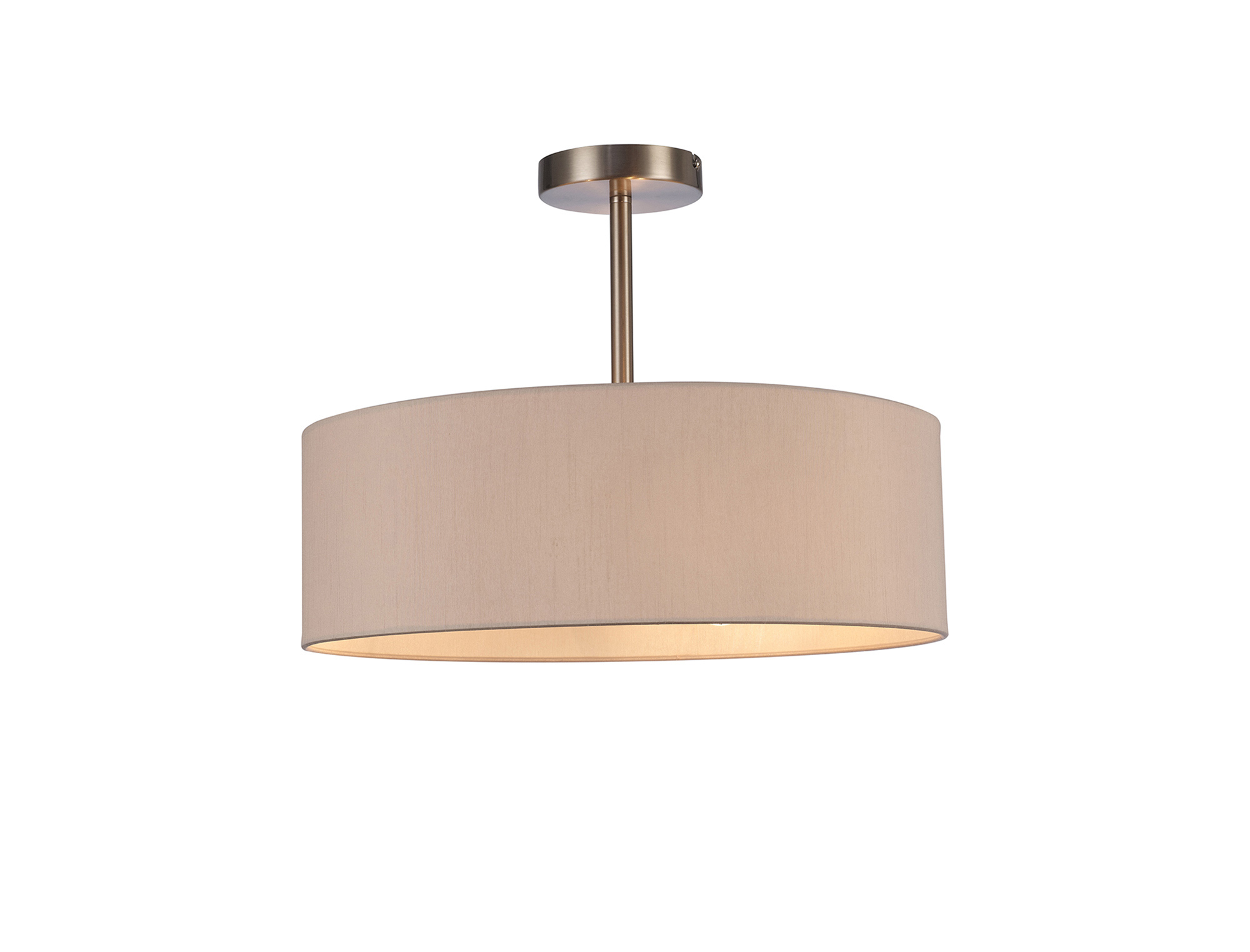 DK0711  Baymont 45cm Semi Flush 3 Light Satin Nickel, Nude Beige/Moonlight